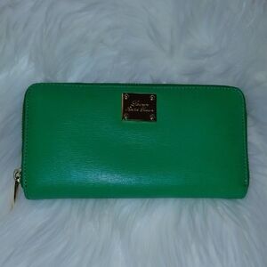 Lauren Ralph Lauren Kelly Green Zip Around Wallet Excellent Condition